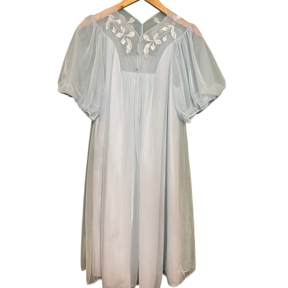Vintage Formfit Rogers Baby Blue Sheer Chiffon Peignoir Robe